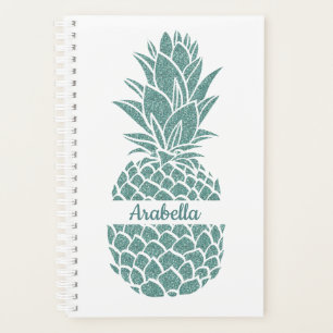 Agenda Girly Elegant Teal Glitter Pineapple