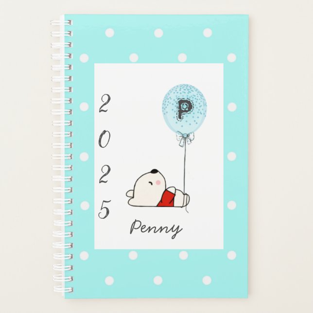 Agenda Girly Monogramas Bear Blue 2025 (Frente)