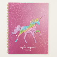 Girly Rainbow Glitter Unicorn Planner
