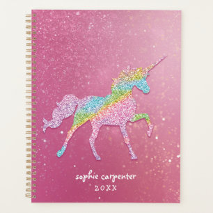 Agenda Girly Rainbow Glitter Unicorn Planner