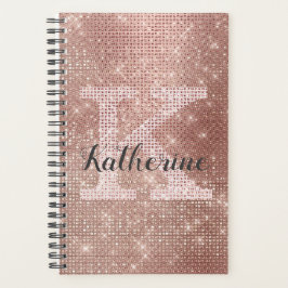 Agenda Girly Rosa Dourado Diamond Glam Sparkle Monographi