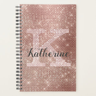 Agenda Girly Rosa Dourado Diamond Glam Sparkle Monographi