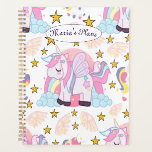 Agenda Girly Unicorn Rainbow Nome Personalizado