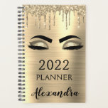 Agenda Glam 2022 Glitter Sparkle Eyelashes Dourado<br><div class="desc">2022 Eyelashes Dourados Sparkle Glitter Monographic Name (Nome do Monograma e Notebook Espiral Inicial). Isto faz o doce e perfeito aniversário de 16 anos,  casamento,  chá de panela,  aniversário,  chá de fraldas ou festa de solteira presente para alguém que ama luxo de luxo e estilos quíticos.</div>