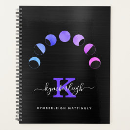 Agenda Glam Black Moon Phases Pastel Monograma Grande