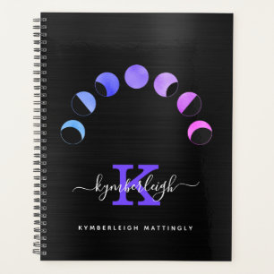 Agenda Glam Black Moon Phases Pastel Monograma Grande