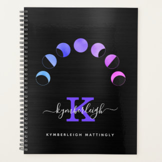 Agenda Glam Black Moon Phases Pastel Monograma Grande