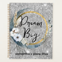 Glam Boho Celestial Moon Faux Silver Glitter Bokeh