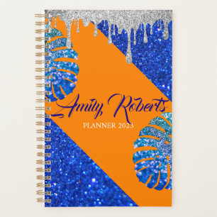 Agenda Glam de luxo com brilho roxo holográfico