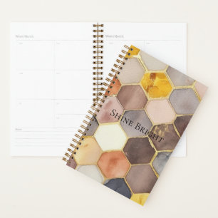 Agenda Glam Honey Comb Blush Champagne Abstrato