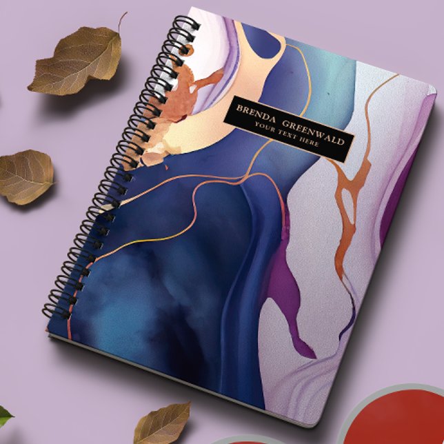 Agenda Glam Liquid Marble Blue Purple Gold monogram (Criador carregado)
