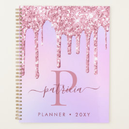 Agenda Glam Pink Glitter Drives Elegante Monograma Planne