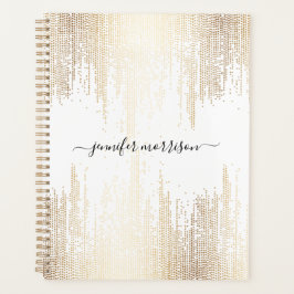 Agenda Glam Script Dourada Chuva Confetti