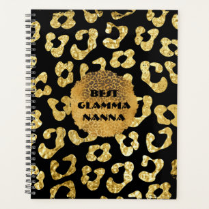 Agenda Glamorosa vovó Dourada Black Animal Imprime mães