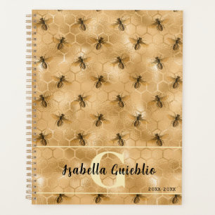Agenda Glamorous Honeycomb Bee Dourada Honey Design
