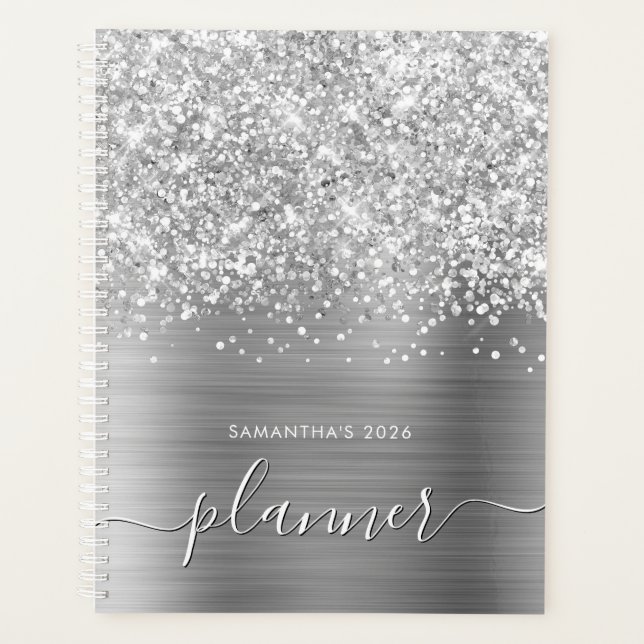 Agenda Glamour Prateado Espelhado (Frente)