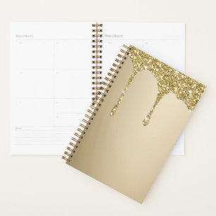 Agenda Glitérico Dourado de Fusão Elegante