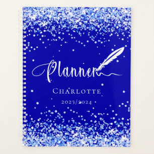 Agenda Glitter azul real brilha nome glam 2025