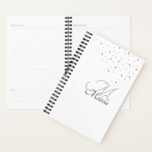 Agenda Glitter Confetti e Faux Emboscada Monograma