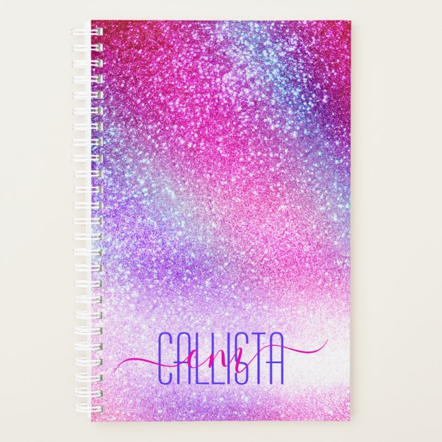 Agenda Glitter da Nebulosa Púrpura Majestosa Rosa (Frente)