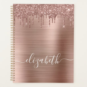 Agenda Glitter de Discagem Dourada de rosa Personalizado