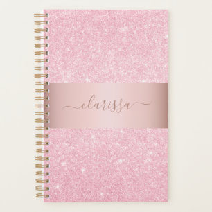 Agenda Glitter de ouro rosa geométrico elegante