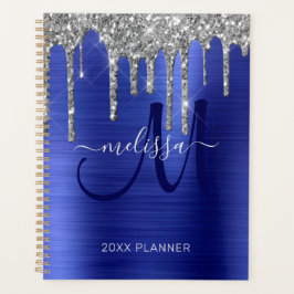 Agenda Glitter de Prata Chic Azul Cobalto Azul Bruto Meta