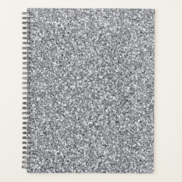 Agenda Glitter de Prata Metálico