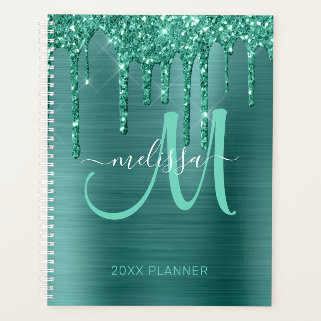 Agenda Glitter de Teal Girly Bruche Metal 2024 (Frente)
