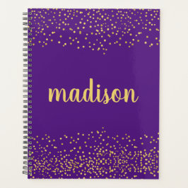 Agenda Glitter Dourado Confetti | Roxo personalizado