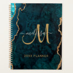 Agenda Glitter Dourado de Chic Teal Monograma 2024<br><div class="desc">Este planejador personalizado de chic manterá sua agenda organizada e apresentará um padrão de agata roxo com brilho de rosa falsa. Personalize seu monograma e nome na caligrafia manuscrita por script. Abaixo está escrito "PLANEJADOR 20XX". Projetado apenas para você por ExtremeTees.</div>