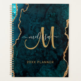 Agenda Glitter Dourado de Chic Teal Monograma 2024