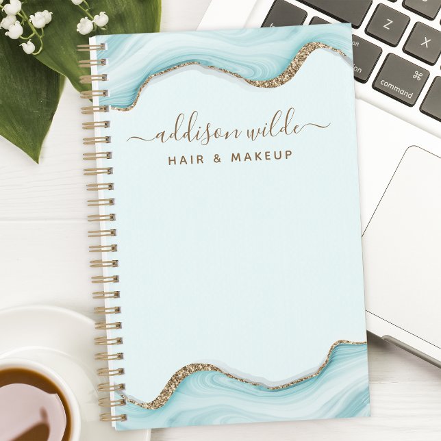 Agenda Glitter Dourado Mármore Ágata Personalizado  (Criador carregado)