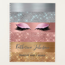 Agenda Glitter Dourado Rosa de Prata Dourado Rasga Beleza