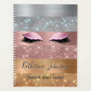 Agenda Glitter Dourado Rosa de Prata Dourado Rasga Beleza