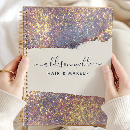 Agenda Glitter Dourado Roxo Iridescente