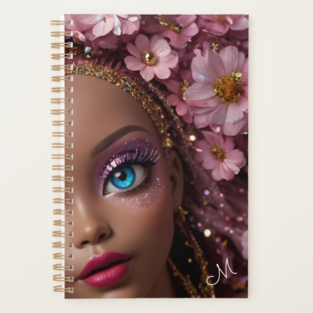 Agenda Glitter e Flores de Bonecas Esparsas (Frente)