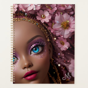 Agenda Glitter e Flores de Bonecas Esparsas
