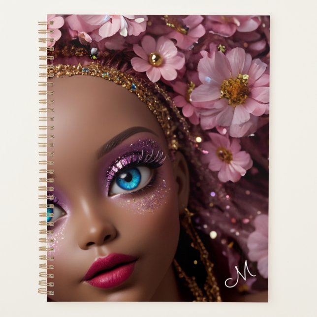 Agenda Glitter e Flores de Bonecas Esparsas (Frente)