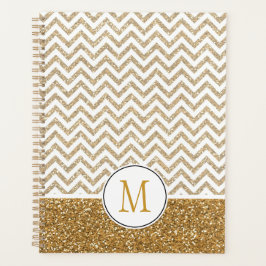 Agenda Glitter Glitter Chevron Dourado Glam Faux