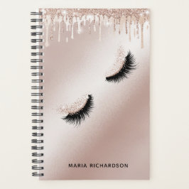 Agenda Glitter Gotas Maquiagem Olhos-de-Orelha Rosa Doura