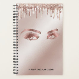 Agenda Glitter Gotas Maquiagem Olhos-de-Orelha Rosa Doura