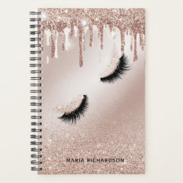 Agenda Glitter Gotas Maquiagem Olhos-de-Orelha Rosa Doura