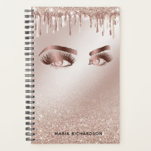 Agenda Glitter Gotas Maquiagem Olhos-de-Orelha Rosa Doura