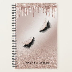 Agenda Glitter Gotas Maquiagem Olhos-de-Orelha Rosa Doura