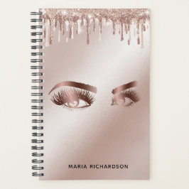 Agenda Glitter Gotas Maquiagem Olhos-de-Orelha Rosa Doura