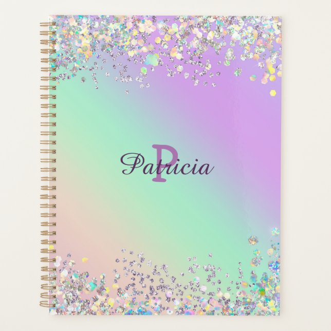 Agenda Glitter Holográfico Unicorn (Frente)