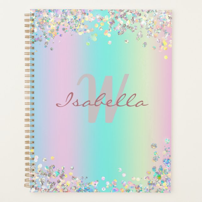 Agenda Glitter Holográfico Unicorn (Frente)