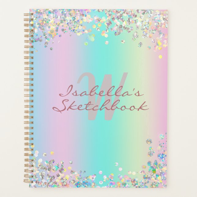 Agenda Glitter Holográfico Unicorn (Frente)