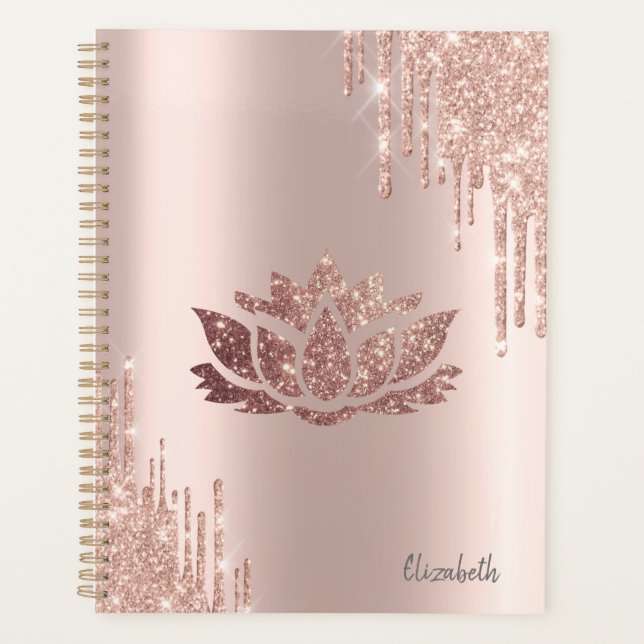 Agenda Glitter Moderno Drives Rosa Dourado Lotus (Frente)